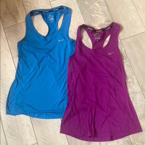 Blue & purple Nike workout tops
